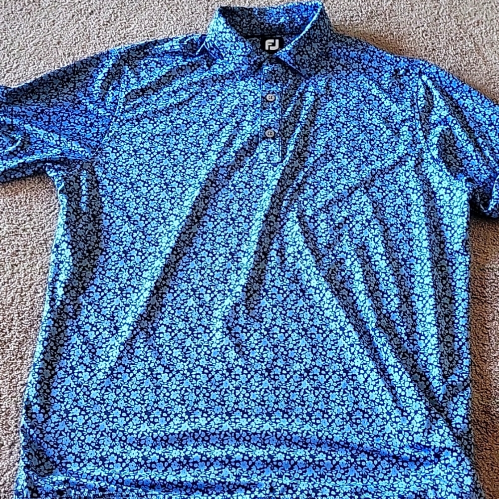 FootJoy Blue and Navy Polo Shirt with Performance Fabric
